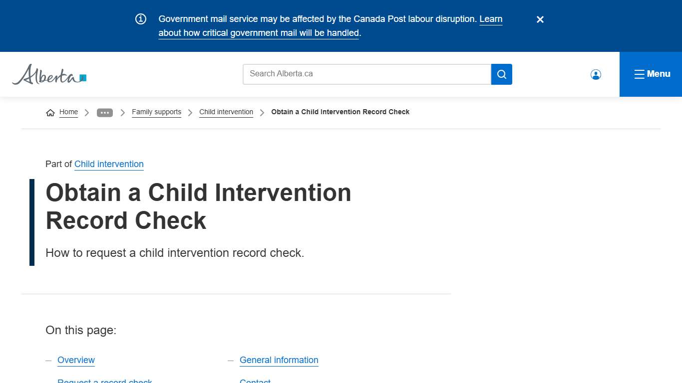 Obtain a Child Intervention Record Check Alberta.ca
